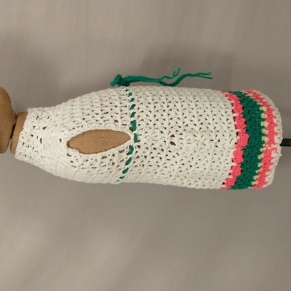 Vintage 60's 70's Crochet Knit Mini Dress Tunic Girls Groovy Mid Authentic - Picture 2 of 10